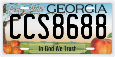 GA license plate CCS8688
