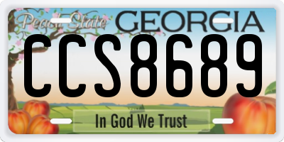 GA license plate CCS8689