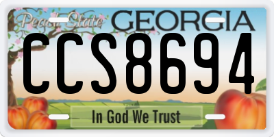 GA license plate CCS8694
