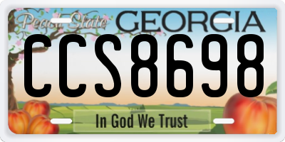 GA license plate CCS8698