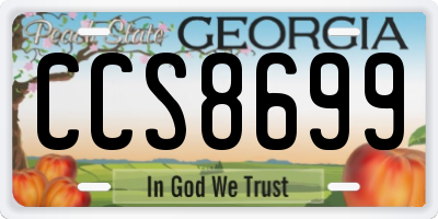 GA license plate CCS8699