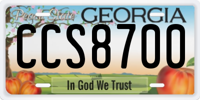 GA license plate CCS8700