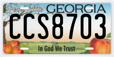GA license plate CCS8703