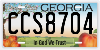 GA license plate CCS8704