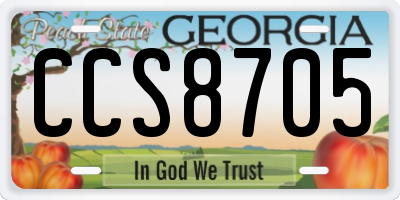 GA license plate CCS8705