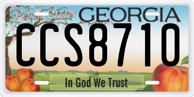 GA license plate CCS8710