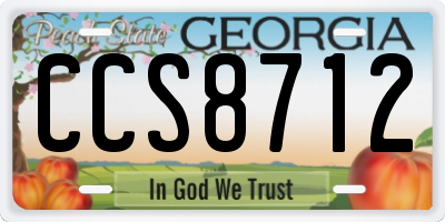 GA license plate CCS8712