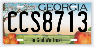 GA license plate CCS8713