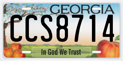 GA license plate CCS8714