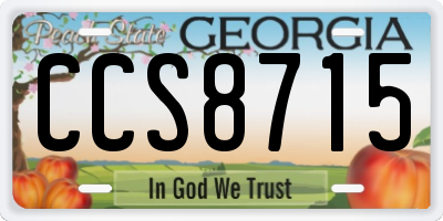 GA license plate CCS8715