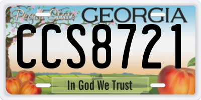 GA license plate CCS8721
