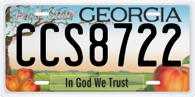 GA license plate CCS8722