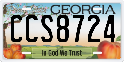 GA license plate CCS8724