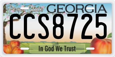 GA license plate CCS8725