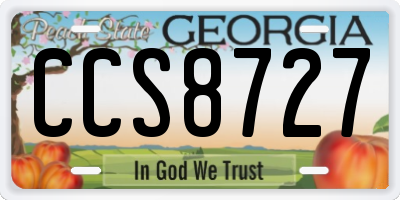 GA license plate CCS8727