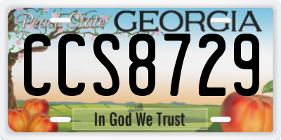 GA license plate CCS8729