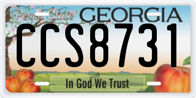 GA license plate CCS8731