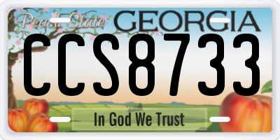 GA license plate CCS8733