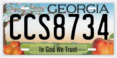 GA license plate CCS8734