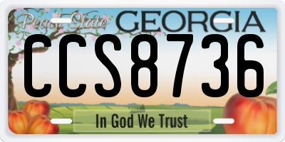 GA license plate CCS8736