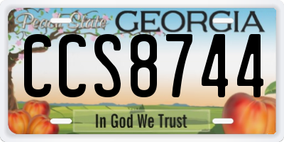 GA license plate CCS8744