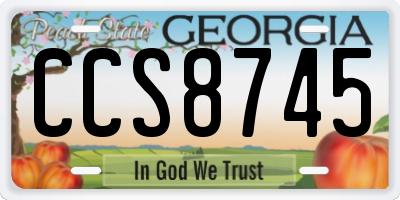GA license plate CCS8745