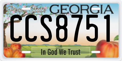 GA license plate CCS8751