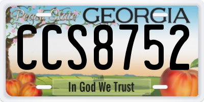 GA license plate CCS8752