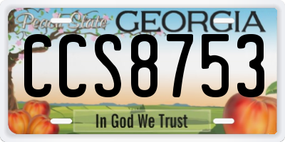 GA license plate CCS8753