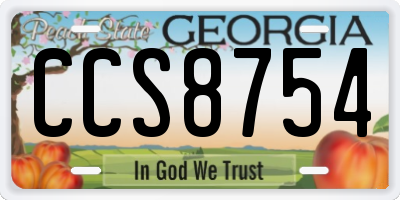 GA license plate CCS8754