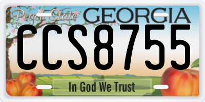 GA license plate CCS8755