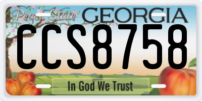 GA license plate CCS8758