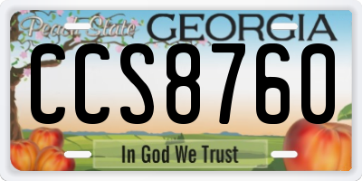 GA license plate CCS8760