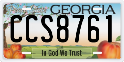 GA license plate CCS8761