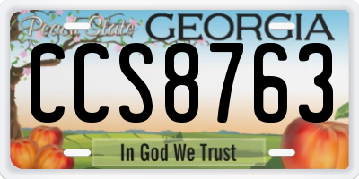 GA license plate CCS8763