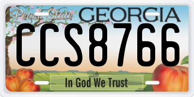 GA license plate CCS8766