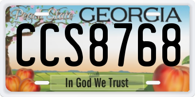 GA license plate CCS8768