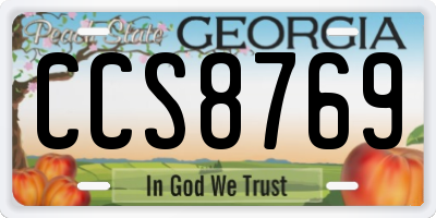 GA license plate CCS8769