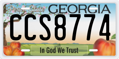 GA license plate CCS8774