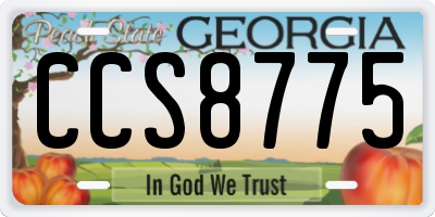 GA license plate CCS8775
