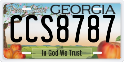 GA license plate CCS8787