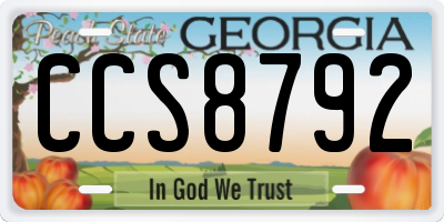 GA license plate CCS8792