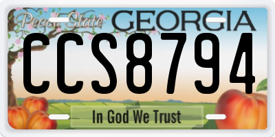 GA license plate CCS8794