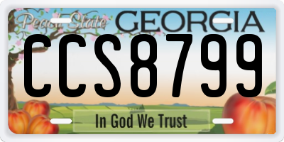 GA license plate CCS8799