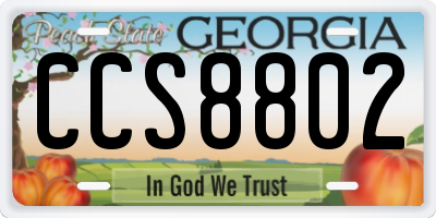 GA license plate CCS8802
