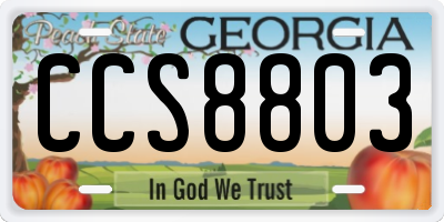 GA license plate CCS8803