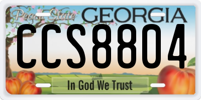 GA license plate CCS8804