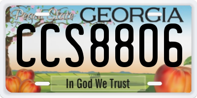 GA license plate CCS8806