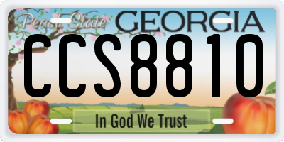GA license plate CCS8810