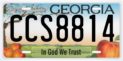 GA license plate CCS8814